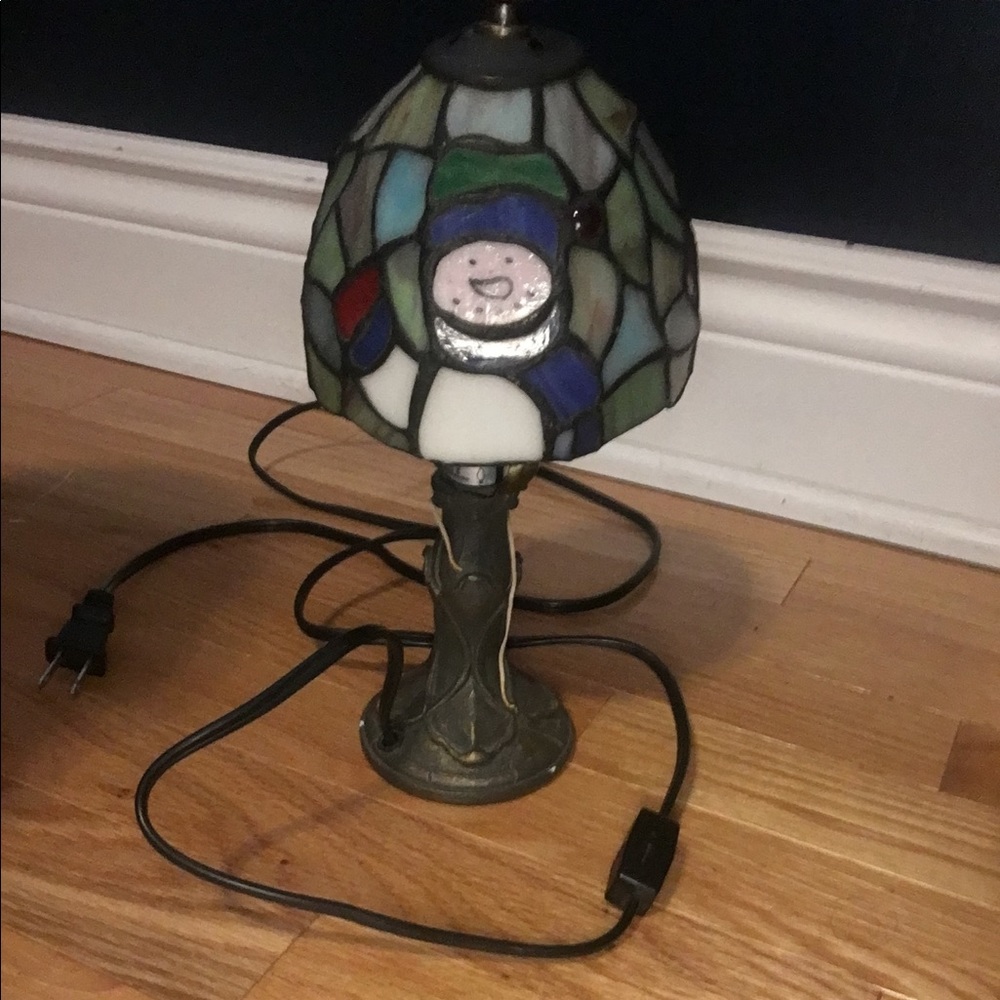 Stain glass snowman lamp